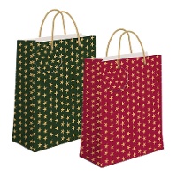 Bolsa regalo de 23 x 18 x 10 cm de estrellas navidadeñas - 1 unidad