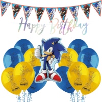 Pack de decoración para fiesta de Sonic - 19 piezas
