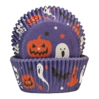 Cápsulas para cupcakes de Halloween lilas - Funcakes - 48 unidades
