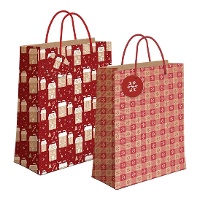 Bolsa regalo de 45 x 33 x 10 cm kraft diseño nevado - 1 unidad