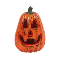 Calabaza alargada con sonrisa siniestra con luz de 20 cm