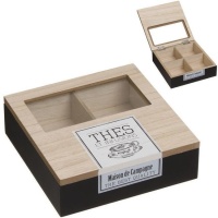 Caja para té negra - 4 compartimentos