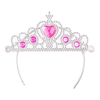 Corona de princesa rosa y plata - 1 unidad