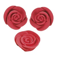 Figuras de azúcar de rosas rojas de 3 x 3 cm - Dekora - 48 unidades
