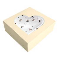 Caja para galletas champán con corazones de 14 x 13 cm - 1 unidad