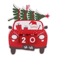 Calendario de adviento de coche con Papá Noel de 19 x 4,5 x 25 cm