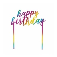 Topper para tarta de Happy Birthday arcoiris