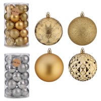 Bolas de Navidad dibujos surtidos de 8 cm - 25 unidades