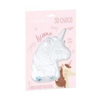 Molde de unicornio 3D para chocolate de 16,5 x 13,5 x 3 cm - Scrapcooking