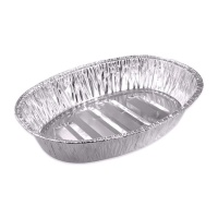 Envase de aluminio desechable ovalado de 46,8 x 34 x 8,5 cm