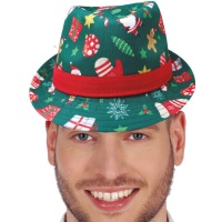 Sombrero navideño de gángster verde