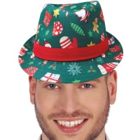 Sombrero de gángster navideño verde