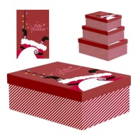 Cajas regalo de Papá Noel rojas - 3 unidades