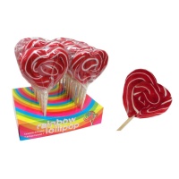 Piruleta de caramelo con forma de corazón rojo y blanco de 100 gr - 1 unidad