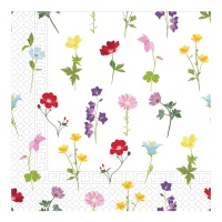 Servilletas de flores del campo de 16,5 x 16,5 cm - 20 unidades