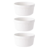 Bol de 9,7 cm redondo de porcelana con relieve a rayas - 3 unidades