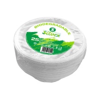 Bols de 13,5 cm redondos de caña de azúcar biodegradable blanco - 25 unidades