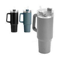 Vaso de 1,2 L térmico con asa y pajita de colores oscuros - 1 unidad