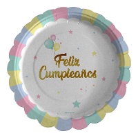 Platos de Feliz Cumpleaños Pastel de 18 cm - 8 unidades