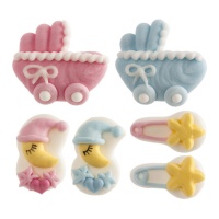 Figuras de azúcar de lunas y carros de bebé de 3,5 cm - Dekora - 48 unidades