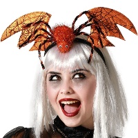 Diadema de araña con alas de murciélago naranja
