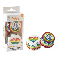 Cápsulas para cupcakes de love de arcoíris - Decora - 36 unidades