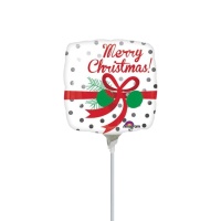 Globo hinchado con varilla de Merry Christmas de 15 cm - Anagram