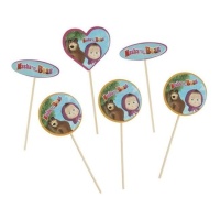 Picks para cupcakes de Masha y el Oso - 8 unidades