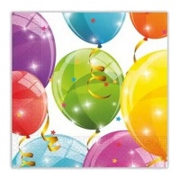 Servilletas de globos brillantes de 16,5 x 16,5 cm - 20 unidades