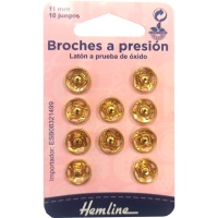 Botones a presión de 1,1 cm dorados - Hemline - 10 pares