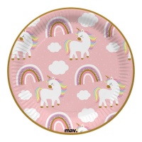 Platos de Unicornio magical de 22,7 cm - 8 unidades