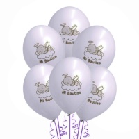 Globos de látex de Mi Bautizo blancos de 30 cm - Globos Payaso - 25 unidades