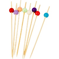 Brochetas de 12 cm con bolitas de colores - 20 unidades