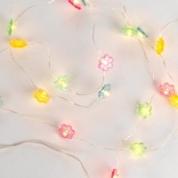 Guirnalda con luces led de flores de colores a pilas- 2,20 m