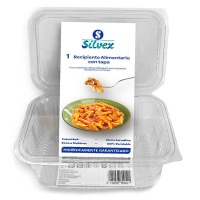 Envase de plástico desechable con tapa bisagra de 1000 cc - 1 unidad