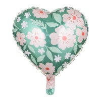 Globo de corazón floral de 45 cm - Partydeco