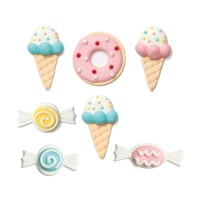 Figura de azúcar de estrellas Donuts y helados - Decora - 7 unidades