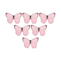 Obleas de mariposas metalizadas rosa pastel - Crystal Candy - 22 unidades