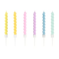 Velas en espirales de colores pastel de 8,5 cm - PartyDeco - 6 unidades
