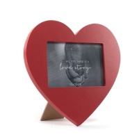 Portafotos de corazón rojo de madera de 23,5 x 19,5 cm - 1 unidad