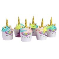 Set decorativo para cupcakes de Unicornio - PME - 6 unidades