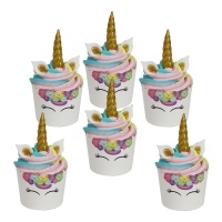 Set decorativo para cupcakes de Unicornio - PME - 6 unidades