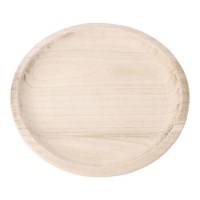 Bandeja decorativa de madera circular de 25,5 cm - DCasa