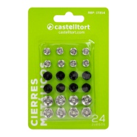 Botones a presión de 0,7 a 1 cm de metal en blanco y en negro - Castelltort - 24 pares