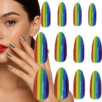 Uñas postizas de arcoíris - 12 unidades