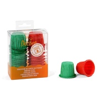 Cápsulas para cupcakes rizadas mini rojas y verdes - Decora - 35 unidades