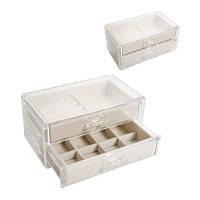 Joyero transparente en cajón con 2 niveles de 19 x 11,2 x 9 cm