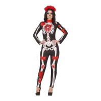 Disfraz de Catrina rojo y negro para mujer