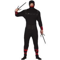 Disfraz de ninja negro y rojo para hombre