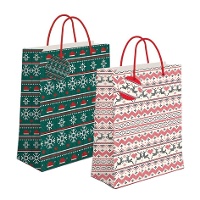 Bolsa regalo de 23 x 18 x 10 cm blanca Navidad - 1 unidad